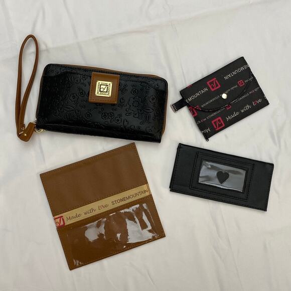 Stone Mountain Leather Blend Wallet Bundle ID Cardholder Engraved Floral Western - Picture 10 of 12